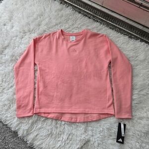 adidas Girls' Embroidered Training Lightweight Long Sleeve Pullover. Semi Pink.